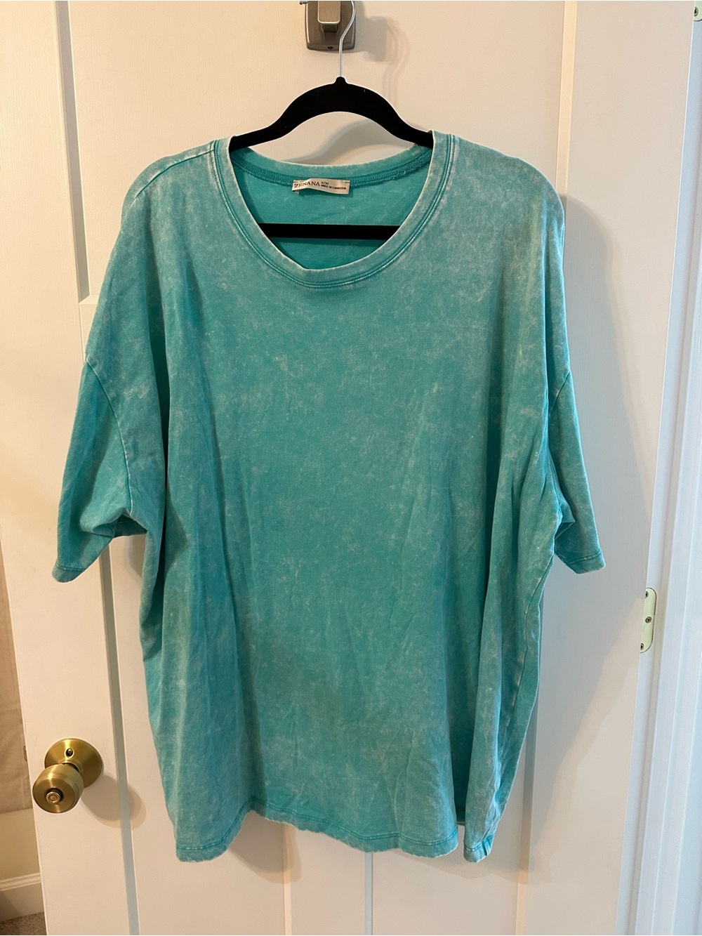 Acid Washed Teal Crewneck women’s oversized  Shirt